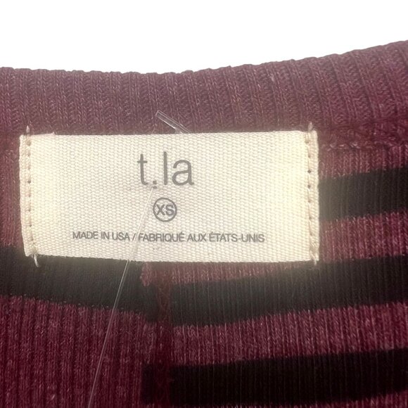Anthropologie T.La Burgundy & Black Striped Midi Tank Dress XS - Picture 7 of 12